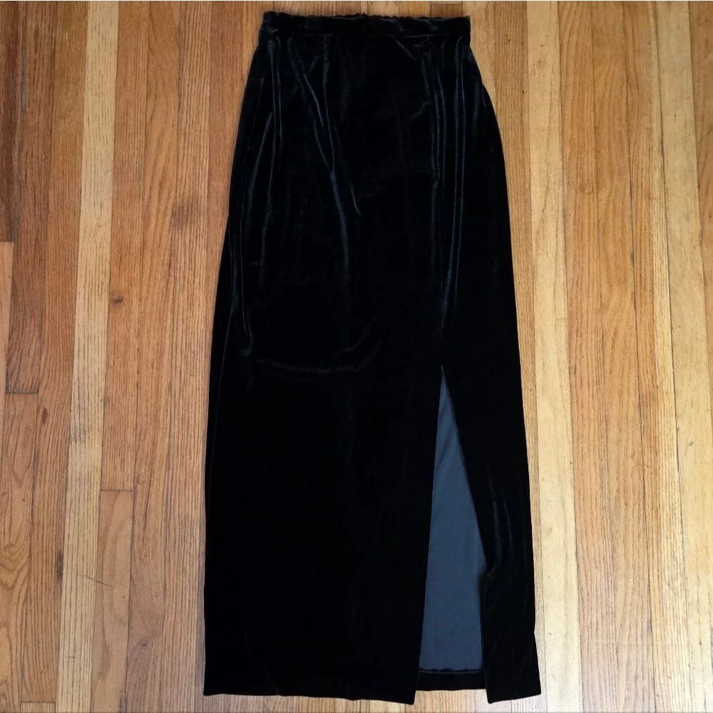 Vintage Velvet Maxi Skirt Black Witchy Dark Academia Gothic Y2K Size 6